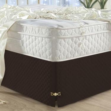 Imagem de Saia Box Casal King Padrão Matelada Com Pingente Luxo Box Bau (5-MARROM)