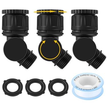 Imagem de Enhon 3 peças de conectores giratórios ajustáveis de 180° e 360°, adaptador de mangueira de jardim, extensor de mangueira de rosca de 3/10.2 cm, 3 anéis de borracha sobressalentes, 1 fita Waterstop