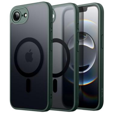 Imagem de JETech Capa Magnética para iPhone 16e 6,1 Polegadas Compatível com MagSafe, Case de Telefone Traseira Fosca Translúcida, Capinha de Fina e Minimalista à Prova de Choque (Verde Escuro)