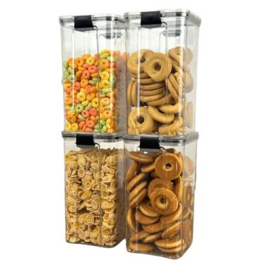 Imagem de Monte seu Kit Pote Hermético para Mantimentos de Cozinha Dispensa Armário Plástico(4 Potes - 1,6 Litros)