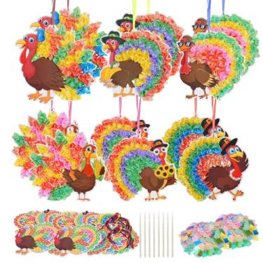 Imagem de Fennoral Pacote com 24 kit de artesanato de peru de Ação de Graças para crianças, faça você mesmo peru cutucado em artes e artesanato, para meninos e meninas, atividades de sala de aula, decoração de