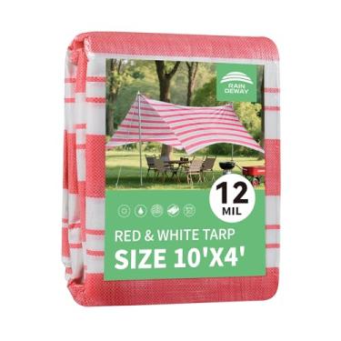 Imagem de RAINDWEWAY Lonas de 10 x 3 metros, lona listrada de 12 mm, UV, capa de lona de poliéster impermeável multiuso com ilhós e bordas reforçadas, quintal, jardim de pátio, varanda, garagem, piscina, lonas