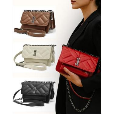 Imagem de Bolsa Feminina Le Boy Bordada Luxuosa material ecológico Corrente Tran