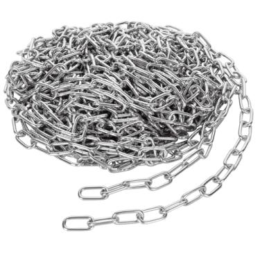 Imagem de WOPPLXY Corrente de aço galvanizado de 15 m de comprimento, corrente de bobina resistente de 0,11 polegadas (3 mm), corrente de elos de aço inoxidável para portão de cerca ao ar livre em casa, portas