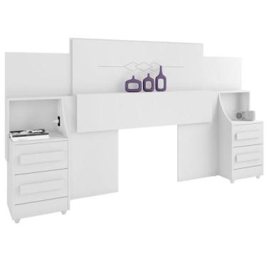 Imagem de Cabeceira para cama box Casal/Queen/King RV Móveis com 02 mesas de cab