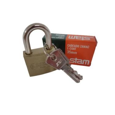 Imagem de Cadeado Stam Zamac Latonado Médio E-Coat 35mm C / 2 Chaves 
