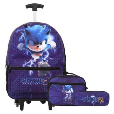 Imagem de Mochila Escolar Infantil Sonic Rodinhas Kit Completo - Toys 2U