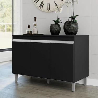 Imagem de Balcão Gabinete de Pia Manu 120cm S/ Tampo Preto - Ajl Móveis - Ajl Mo