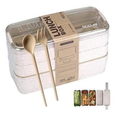 Imagem de Marmita Fit Porta Lanche Dupla 4 Divisórias, Talher E Trava - Home Pre