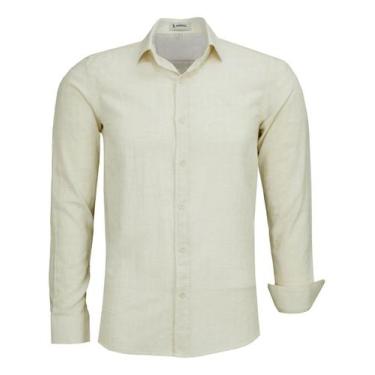 Imagem de Camisa Social Masculina Manga Longa Amil Comfort Linho 1881, Bege, 1