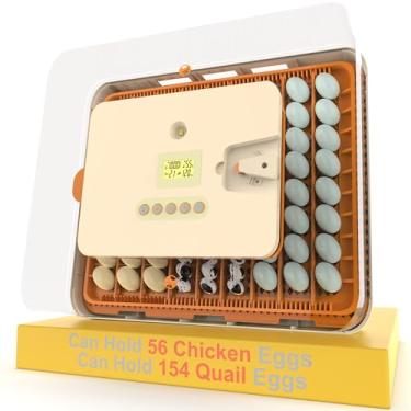 Imagem de Incubadora de ovos para incubação 56-154 ovos de galinha/codorna/peru, visão de 360° incubadoras de aves com giro automático de ovos/controle de umidade e alarme/adição automática de água/bandeja