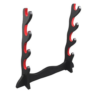 Imagem de Jiaoguo Vermelho acolchoado Protetor Japonês Samurai Espada Katana Wakizashi Tanto Suporte Suporte Display Suporte 4 Camadas