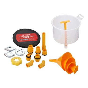 Imagem de Mqetly Conjunto de funil de arrefecimento à prova de vazamentos 19x Conjunto de sangria de radiador Funil de enchimento de líquido de arrefecimento do