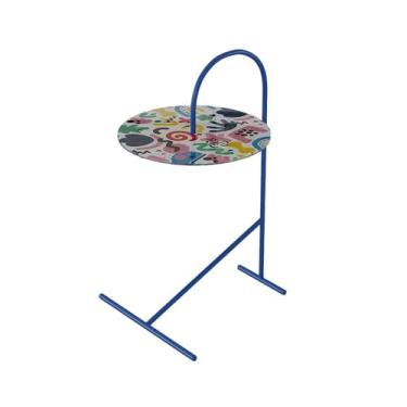 Imagem de Mesa lateral minimalista colorida minimalista sala de estar sofá mesa lateral varanda lazer café pequeno armazenamento redondo