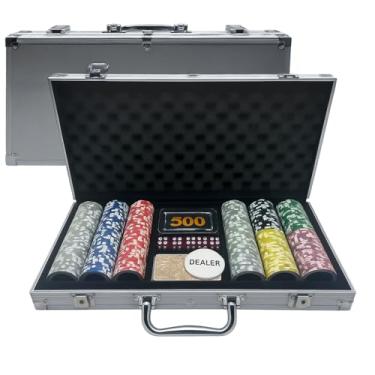 Imagem de Kit Fichas de Poker Profissional, 300 Fichas 11g, Maleta Alumínio, 38 x 21 x 7 cm