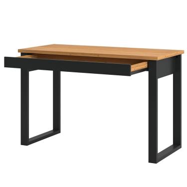 Imagem de Mesa Escritorio com Gaveta Industrial 1,18x53cm Freijo Preto Fosco Pradel