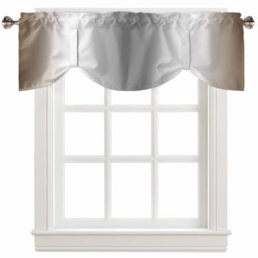 Imagem de PRINT PICTURE ARTHOME Saia de cozinha ajustável para janelas, sanefas cinza marrom para banheiro, quarto, sala de estar, cortina de janela decorativa para casa de fazenda, moderna, rústica, com bolso