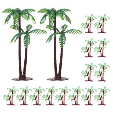 Imagem de Topo de bolo de palmeira, 16 peças mini decoração de palmeira falsa miniatura modelo de coqueiros artificial floresta tropical vegetação decoração de plantas para micro aquário jardim edifício