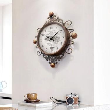 Imagem de YTHLZVBP Relógio de parede de arte moderna relógio de parede silencioso sem tique-taque relógio de quartzo para sala de estar, quarto, escritório, relógio de parede, estilo retrô, vintage, madeira