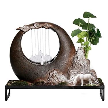 Imagem de XFNVXC Fonte decorativa para uso interno, fonte de água criativa, umidificador, fonte de mesa, sala de estar, escritório, Feng Shui, Zen, decoração de casa, além de atomizador, fonte de jardim
