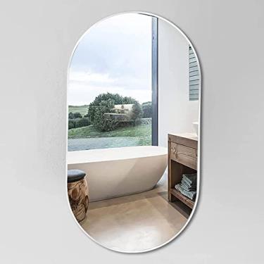 Imagem de Espelho de banheiro montado na parede moldura de alumínio espelho de vaidade HD, espelho de parede suspenso horizontal ou vertical para sala de estar, quarto, banheiro, espelho de entrada, espelho de