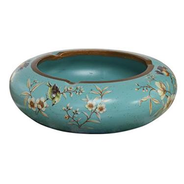 Imagem de Cinzeiros para cigarros estilo europeu pintado de cerâmica retrô para sala de estar cinzeiro boutique grande prático cinzeiro de cerâmica elegante personalidade criativa escritório cinzeiro redondo