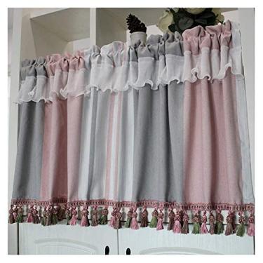 Imagem de LUOFDCLDDD Cortina, cortina média/cortina curta, cozinha personalizada, casa de banho, cafetaria cortina de valores/estilo pastoral americano cortina pequena decorativa/para porta de armário/lareira/1