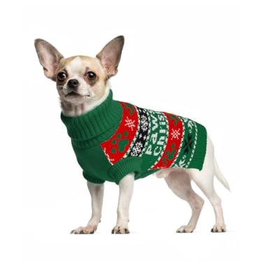 Imagem de Pawfun Suéter aconchegante com gola rolê para cães – Suéter de Natal para cães, malha macia e quente para meninos e meninas, roupa de clima frio para filhotes pequenos, médios e grandes, pata verde P