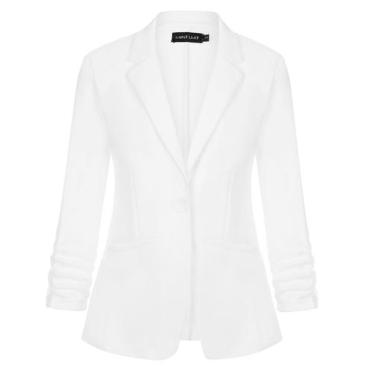 Imagem de Blazer MINTLIMIT, casual, com bolsos de lapela entalhada, branco, GG