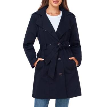 Imagem de Trench Coat SaphiRose resistente à água, trespassado, azul marinho