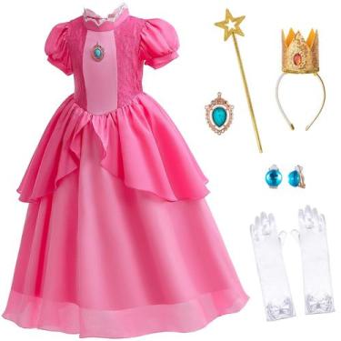 Imagem de Vestido de fantasia rosa para menina 2T 3T com luvas e varinha - Dress