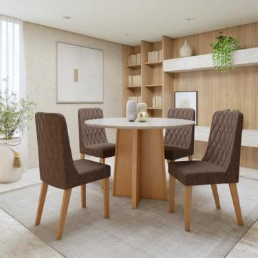 Imagem de Conjunto Sala de Jantar 4 Lugares Redondo Tampo Vidro/MDF Mesa Celebra