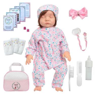 Imagem de Bebe Reborn Boneca Realista Fio a Fio Dormindo Pode Molhar - Cegonha R