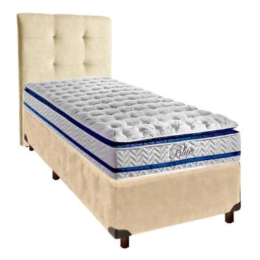 Imagem de Kit Cabeceira + Cama Box + Colchão Solteiro Molas Ensacadas Blue Paropas