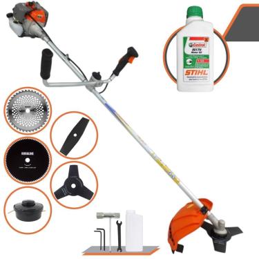 Imagem de Cortador de Grama À Gasolina Vulcan VR330P 33cc 1,2HP Completa 5 em 1 C/ Guidão Antivibração Carretel Nylon + 4 Lâminas de Corte + ÓLEO STIHL 2 Tempos