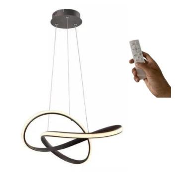 Imagem de Lustre Sala Led Luxo Moderno 45w 50 cm Preto C/ Controle - Casa Moliê