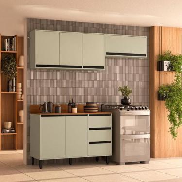 Imagem de Cozinha Modulada 3 Peças com Tampo Koya Politorno, Verde