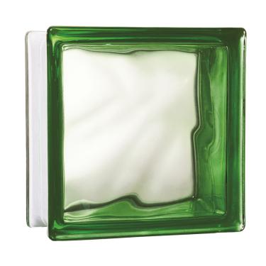 Imagem de Tijolo de Vidro 19 x 19 x 8 cm Cloudy S-Color Verde 06 Unidades Tradestar