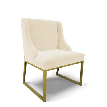 Imagem de Cadeira Sala de Jantar Industrial Dourado Liz Veludo D03 - D'Rossi