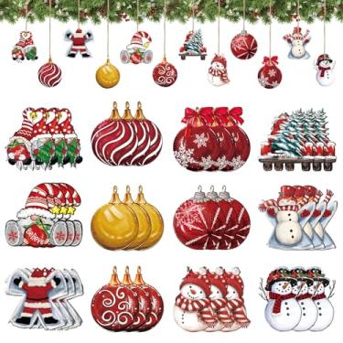 Imagem de Horaldaily 36 peças de enfeites de madeira para pendurar em festa, boneco de neve de gnomo, caminhão, decoração de pendurar para Natal, Natal, inverno, festas, decorações
