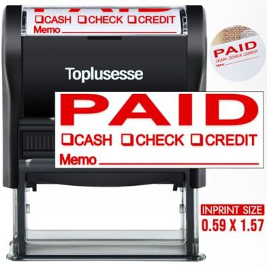 Imagem de Toplusesse Carimbo pago para negócios com autotinta, carimbo de contas a pagar - tinta vermelha