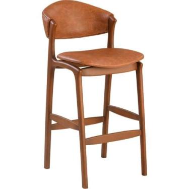 Imagem de Banqueta Alta Pietra Madeira Maciça Castanho Estofado material sintéti