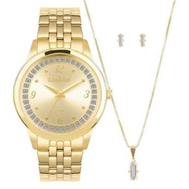 Imagem de Kit Relógio Condor Feminino Brilho Dourado - CO2035NUD/K4X-Feminino