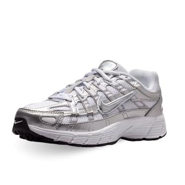 Imagem de Nike P-6000 Sapatos infantis grandes (branco/azul/preto/prata metálico), Branco/azul matizado/preto/prata metálico, 19