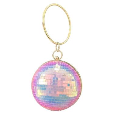 Imagem de Bolsa de bola de discoteca para mulheres, bolsa de pulso com glitter de lantejoulas brilhantes, bolsa de cubo espelhada, bolsa retrô para festa e casamento, Iridescente, Small