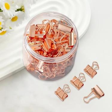 Imagem de 60 clipes de fichário organizam o papel clipes de fichário de 0,6 polegadas Grampos de papel suprimentos de mesa escolar e doméstica ouro rosa