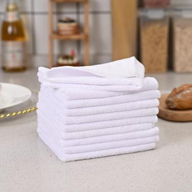 Imagem de Toalha de banho para banheiro, toalhas extra absorventes, secagem rápida - toalhas de salão - pacote com 10, branco, 30 x 30 cm