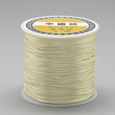 Imagem de 1 rolo de fio de nylon de 1 mm, cordão de cetim de rabo de rato, material para fazer você mesmo, cordão de nylon para colar, pulseira, joias, artesanato feito à mão, 70 m)/rolo (bege)