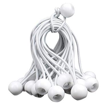 Imagem de Cordões elásticos de 10 cm com bola de lona pesada resistente ao clima alça de amarração 4 mm de espessura para barracas de acampamento mangueiras de arame de retenção de carga branca, pacote com 30
