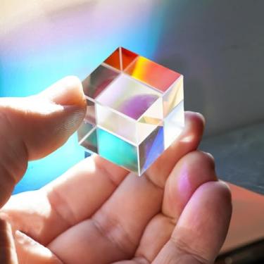 Imagem de Lustre de pendurar prismas de cristais para janelas, peças de apanhadores de sol, pingentes de arco-íris (colorido, cubo)